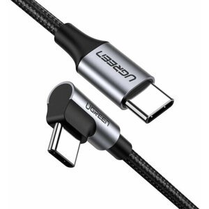UGREEN kabel USB-C - USB-C, zalomený, 0.5m, černá - 50122