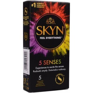 Kondomy Skyn 5 Senses Bezlatex - mix vroubky, tenké, hřejivé, chladivé, s příchutí, 5 ks - KondomyRS03