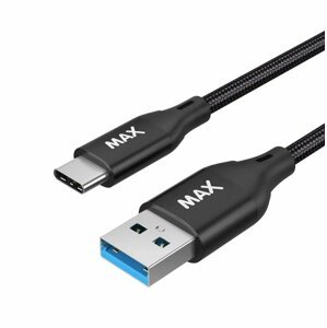 MAX kabel USB-A - USB-C, USB 3.0, opletený, 2m, černá - 3014178