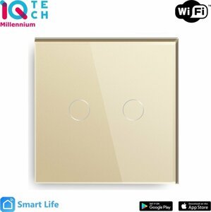 iQtech SmartLife chytrý vypínač 2x NoN, ZigBee, Zlatá - IQTJ013