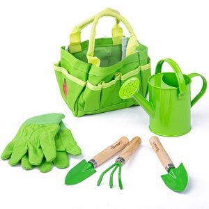 Venkovní hra Bigjigs - Zahradní set nářadí v plátěné tašce, zelený - BJ279