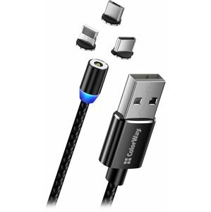 Colorway datový kabel 3v1 Lightning+MicroUSB+USB-C, magnetický, 2.4A, 1m - CW-CBUU020-BK