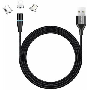 Colorway datový kabel 3v1 Lightning+MicroUSB+USB-C, magnetický, Quick Charge 3.0, 2.4A, 1m - CW-CBUU038-BK