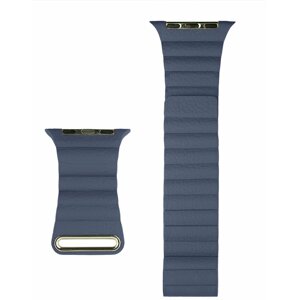 COTEetCI kožený magnetický řemínek Loop Band pro Apple Watch 42 / 44mm / 45mm, tmavě modrá - WH5206-DB