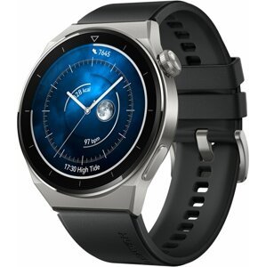 Huawei Watch GT 3 Pro 46 mm, Light Titanium Case, Black Fluoroelastomer Strap - 55028468