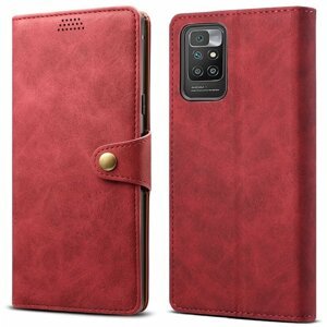 Lenuo Leather flipové pouzdro pro Xiaomi Redmi 10, červená - 348084