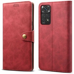 Lenuo Leather flipové pouzdro pro Xiaomi Redmi Note 11/11S, červená - 348258