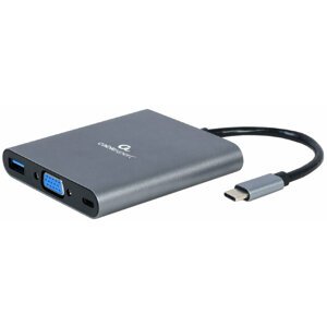 Gembird CABLEXPERT multiportový adaptér 6v1, USB 3.1 Gen1, HDMI 4K@30Hz, VGA, USB-C PD, jack, SD - A-CM-COMBO6-01