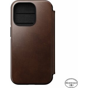 Nomad kožené flipové pouzdro MagSafe Folio pro Apple iPhone 14 Pro, hnědá - NM01234685