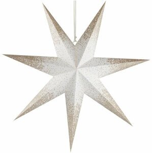 Emos Vánoční hvězda papírová závěsná se zlatými třpytkami na okrajích, bílá, 60 cm, vnitřní - DCAZ07