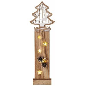 Emos LED vánoční strom dřevěný, 48 cm, 2x AA, vnitřní, teplá bílá, časovač - DCTW03