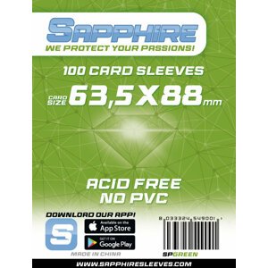 Ochranné obaly na karty SapphireSleeves - Green, standard, 100ks (63.5x88) - S008