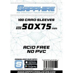 Ochranné obaly na karty SapphireSleeves - White, 100ks (50x75) - S014