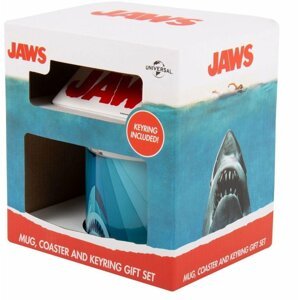 Dárkový set Fizz Creation - Jaws, hrnek (430 ml), klíčenka, podtácky - 098202