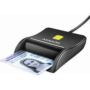 AXAGON CRE-SM3N, USB-A FlatReader čtečka kontaktních karet Smart card (eObčanka), kabel 1.3m - CRE-SM3N