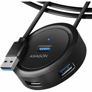 AXAGON HUE-P1AL 4x USB 3.2 Gen 1 ROUND hub, micro USB, kabel USB-A 1,2m - HUE-P1AL