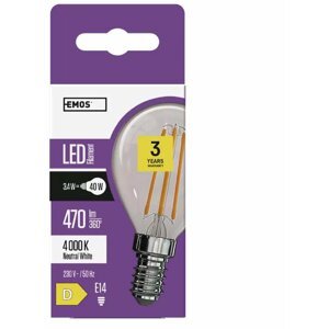 Emos LED žárovka Filament Mini Globe 3,4W (40W), 470lm, E14, neutrální bílá - 1525281409
