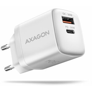 AXAGON síťová nabíječka ACU-PQ30, USB-A, USB-C, PD, QC4+, 30W, bílá - ACU-PQ30W