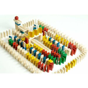 Desková hra EkoToys - Domino, dřevěné, barevné, 830 dílků - EK016
