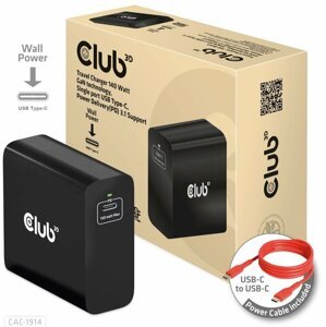 Club3D síťová nabíječka USB-C, 140W, černá - CAC-1914EU