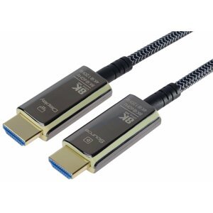PremiumCord optický fiber kabel, Ultra High Speed HDMI 2.1, 8K@60Hz, zlacené, opletený, 5m - kphdm21t05