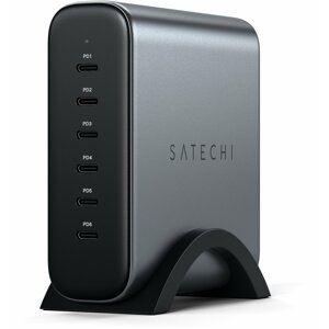 SATECHI nabíjecí stanice GaN, 6x USB-C, PD 3.1/3.0, QC 4.0+, PPS, 200W, šedá - ST-C200GM-EU