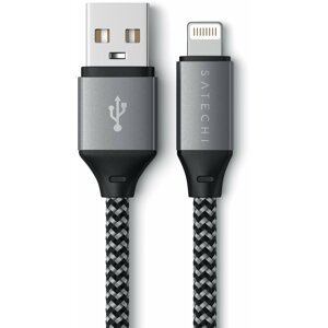 Satechi kabel USB-A - lightning, opletený, 25cm, šedá - ST-TAL10M