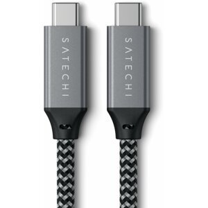 Satechi kabel USB-C - USB-C, USB4 40Gbps, opletený, 25cm, šedá - ST-U4C25M