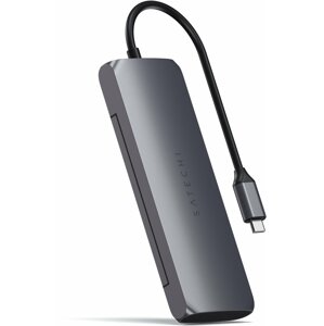 Satechi Aluminium USB-C Hybrid Multiport adapter, SSD Enclosure, HDMI 4K, 2 x USB-A 3.1 Gen 2, šedá - ST-UCHSEM