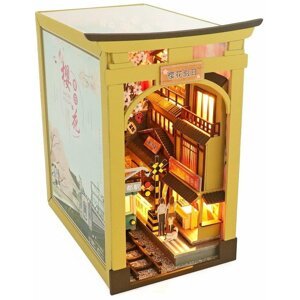 Stavebnice Dvěděti Sakurové prázdniny, zarážka na knihy, dřevěná, LED - 2DM2211