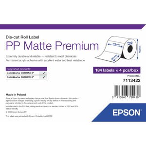 Epson ColorWorks štítky pro tiskárny, PP Matte Label Premium, 210x297mm, 184ks - 7113422