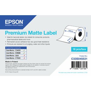 Epson ColorWorks role pro pokladní tiskárny, Premium Matte Label, 102x51mm, 650ks - C33S045531