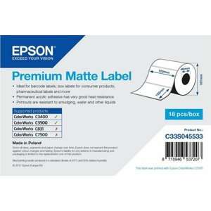 Epson ColorWorks role pro pokladní tiskárny, Premium Matte Label, 102x152mm, 225ks - C33S045533