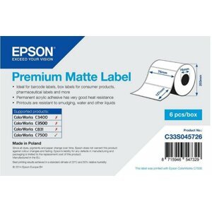 Epson ColorWorks role pro pokladní tiskárny, Premium Matte, 76x127mm, 960ks - C33S045726