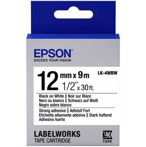 Epson LabelWorks LK-4WBW, páska pro tiskárny etiket, 12mm, 9m, černo-bílá - C53S654016