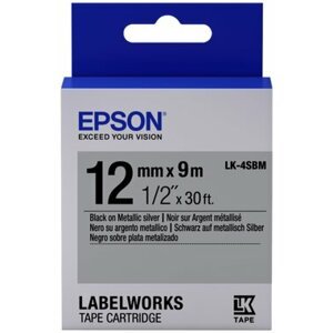 Epson LabelWorks LK-4SBM, páska pro tiskárny etiket, 12mm, 9m, černo-stříbrná - C53S654019