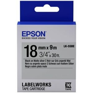 Epson LabelWorks LK-5SBE, páska pro tiskárny etiket, 18mm, 9m, černo-stříbrná - C53S655013