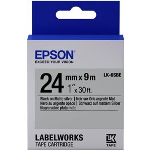 Epson LabelWorks LK-6SBE, páska pro tiskárny etiket, 24mm, 9m, černo-stříbrná - C53S656009