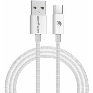 RhinoTech kabel USB-A - USB-C, 27W, 1m, opletený, bílá - RTACC385