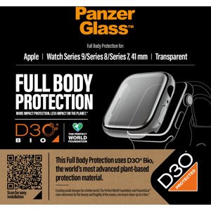 PanzerGlass ochranný kryt s D30 pro Apple Watch Series 9/8/7 41mm, čirá - 3686