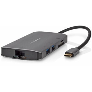 Nedis Multiportový adaptér USB-C, 3xUSB-A, USB-C, HDMI, RJ45, SD & MicroSD - CCBW64240AT02