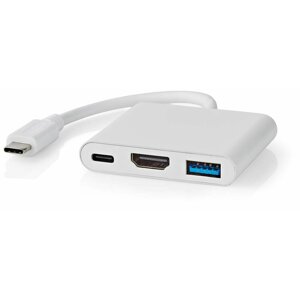 Nedis Multiportový adaptér USB-C, USB-A, USB-C, HDMI, bílá - CCGB64770WT01