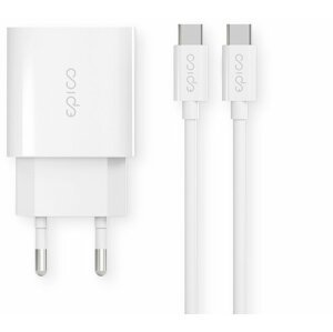 EPICO síťová nabíječka, USB-C, PD 20W, bílá + USB-C kabel, 1.2m, bílá - 9915101100167
