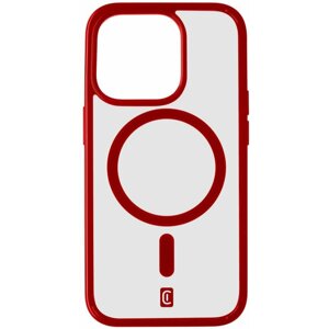 Cellularline zadní kryt Pop Mag s podporou Magsafe pro Apple iPhone 15 Pro, čirá/červená - POPMAGIPH15PROR