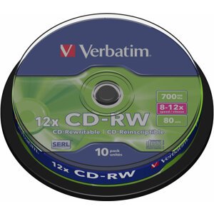 Verbatim CDRW 12x 80min/700MB, 10ks, spindle - 43480